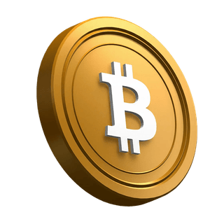 Design da seção principal com moeda Bitcoin (BTC) em posição inclinada