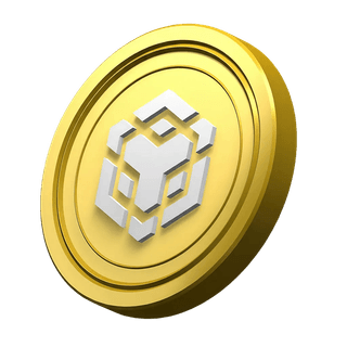 Seção informativa da plataforma com moeda BNB decorativa