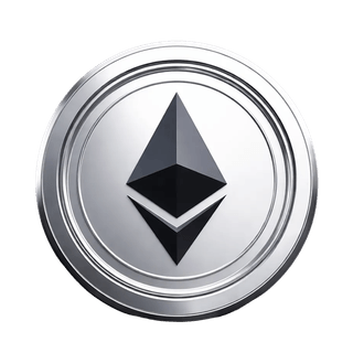 Elemento gráfico suspenso com o símbolo da moeda Ethereum (ETH)