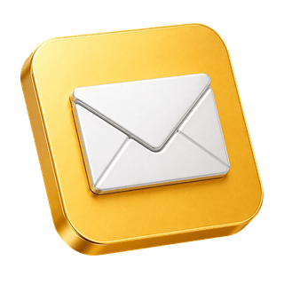 Envelope de e-mail em ícone decorativo 3D na página de contato